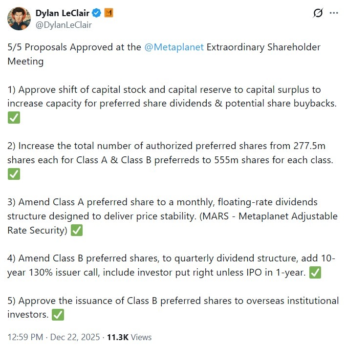 [test] Công ty lớn nhất Nhật Bản về Bitcoin phê duyệt cổ phiếu ưu đãi có cổ tức