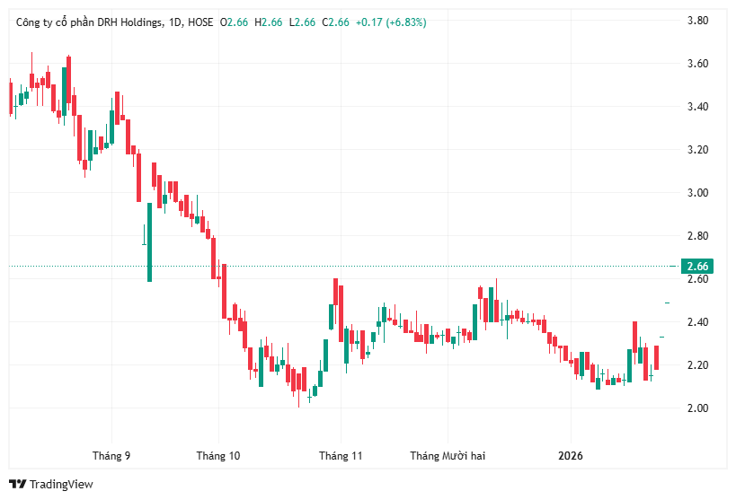 Lãi lớn nhờ doanh thu tài chính, cổ phiếu DRH bật tăng mạnh