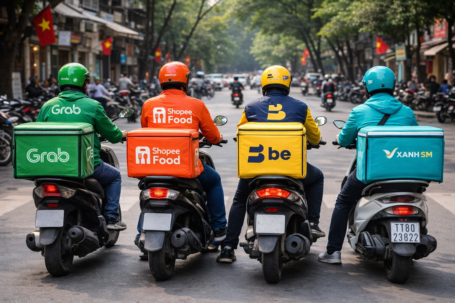 Thị phần giao đồ ăn tại Việt Nam: Grab và ShopeeFood cân bằng, be bám đuổi, Xanh SM nhập cuộc
