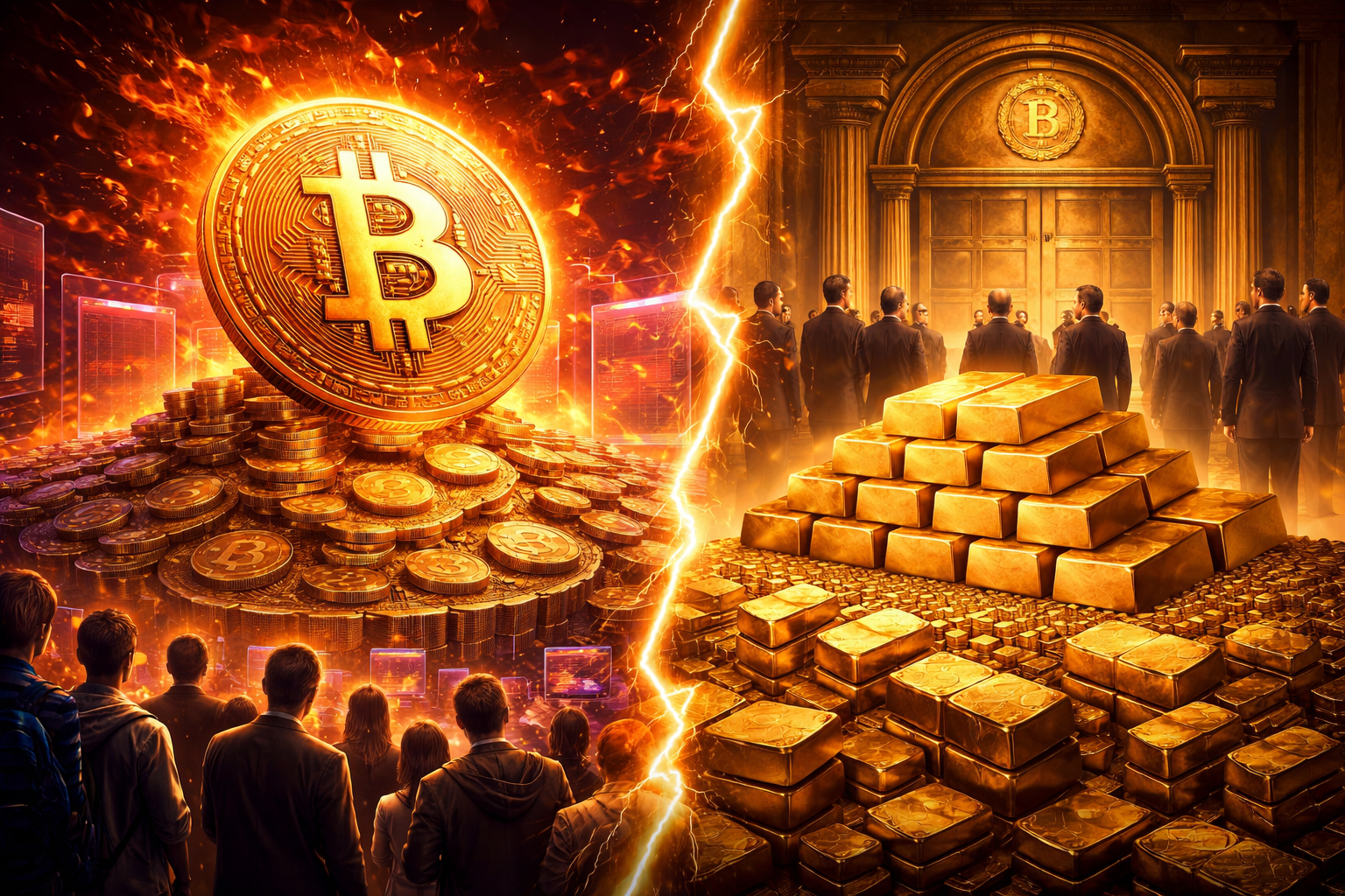 Dòng tiền chia hai cực: Bán lẻ chọn Bitcoin, ngân hàng trung ương ôm vàng