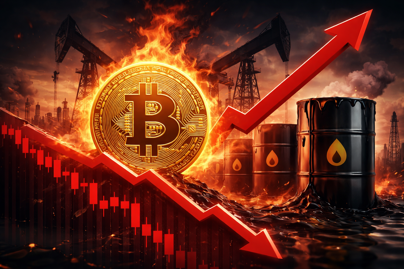 Giá dầu vượt 105 USD, Bitcoin có nguy cơ “lao dốc”?