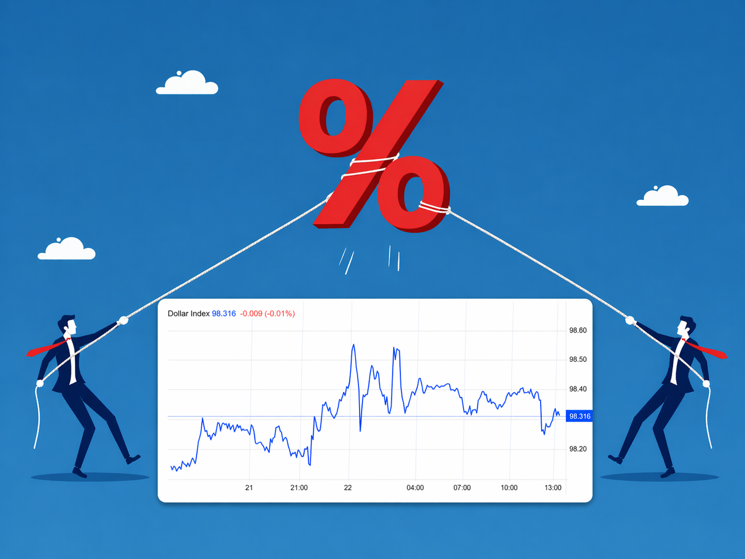 USD giằng co quanh 98 điểm giữa rủi ro Trung Đông và Fed