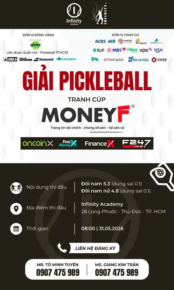 Money.F Pickleball Cup- Giải Pickleball quy tụ cộng đồng tài chính và chứng khoán sắp khởi tranh tại TP.HCM