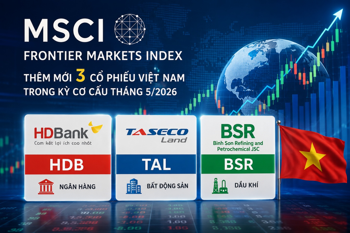 HDB, TAL và BSR bất ngờ được MSCI thêm vào rổ Frontier Markets