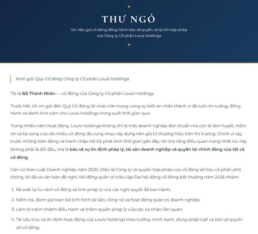 Sau biến cố thao túng chứng khoán, ông Đỗ Thành Nhân có động thái mới tại Louis Holdings