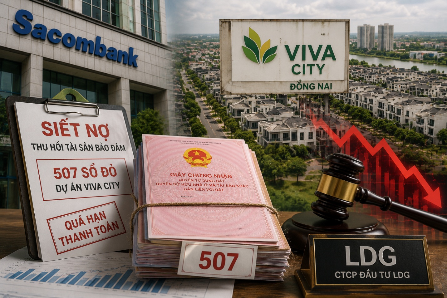 LDG bị siết nợ dự án Viva City: Hơn 500 sổ đỏ chuẩn bị bị Sacombank thu giữ - Ảnh 1