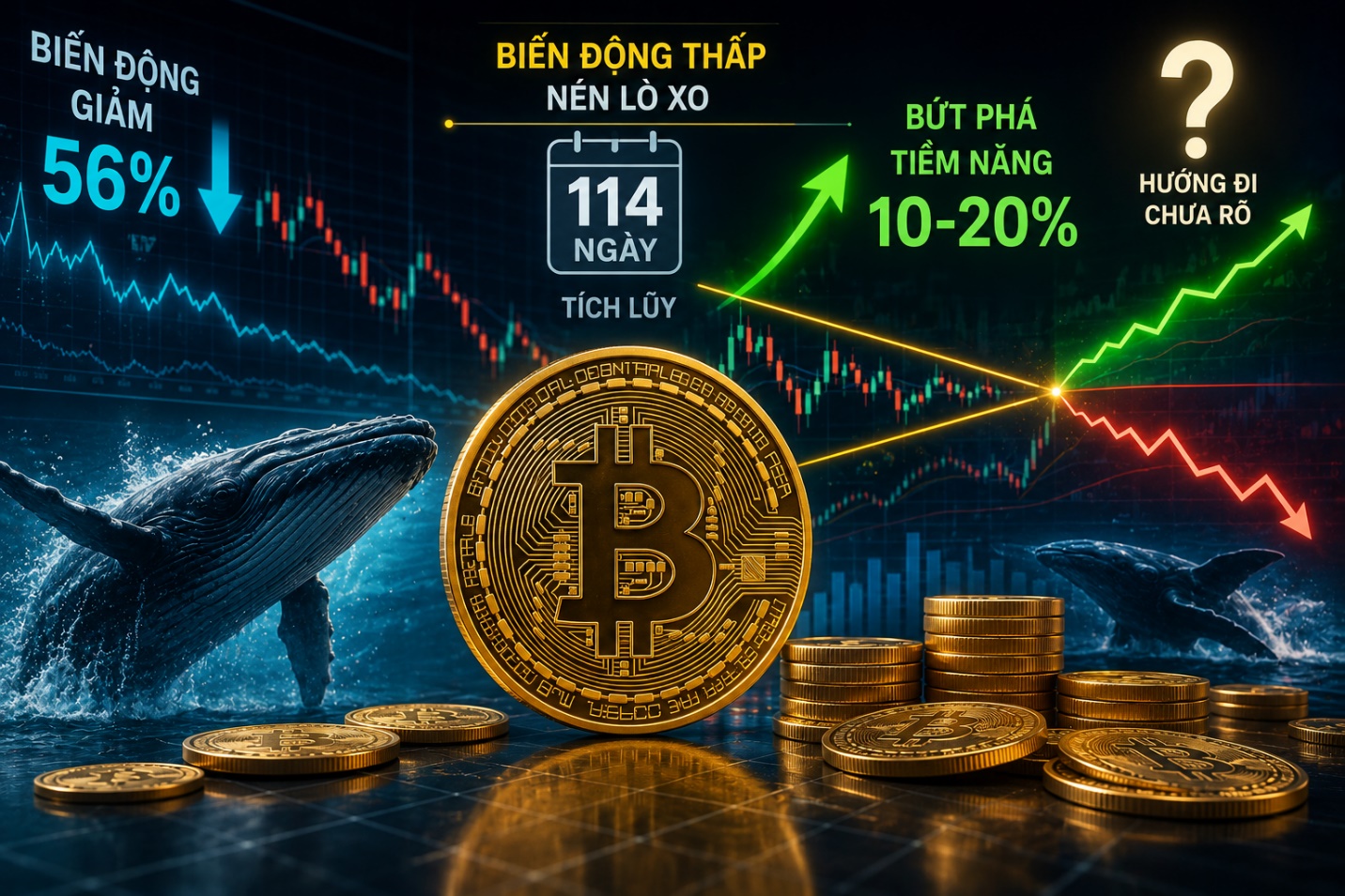 Biến động lao dốc 56%, Bitcoin đang âm thầm chuẩn bị cho một cú nổ giá?