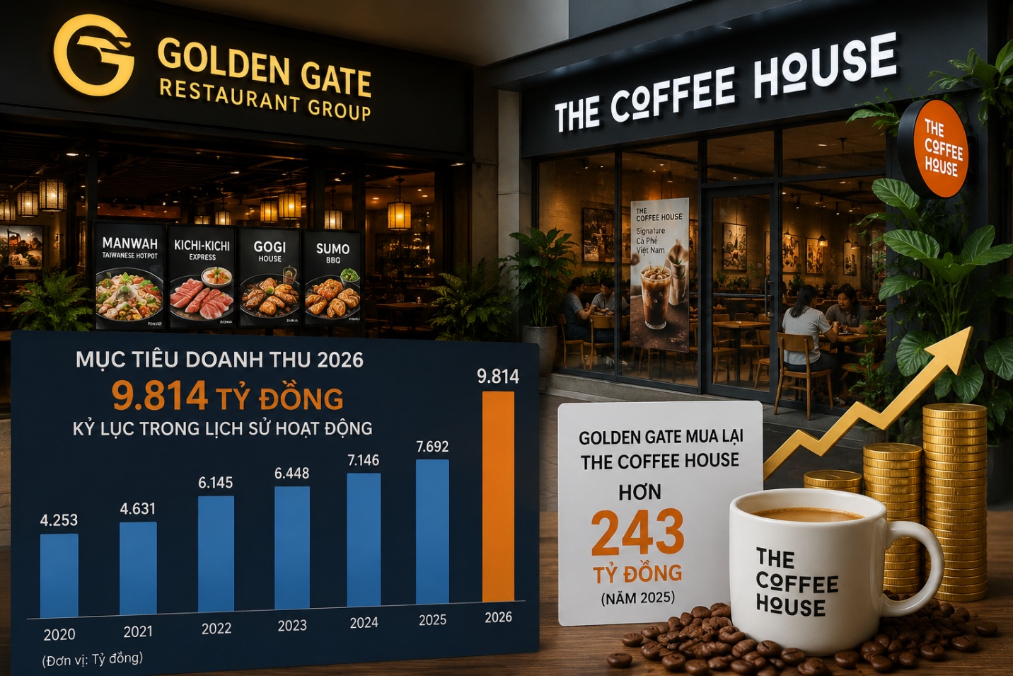Mua The Coffee House hơn 243 tỷ đồng, Golden Gate đang chờ "quả ngọt"?