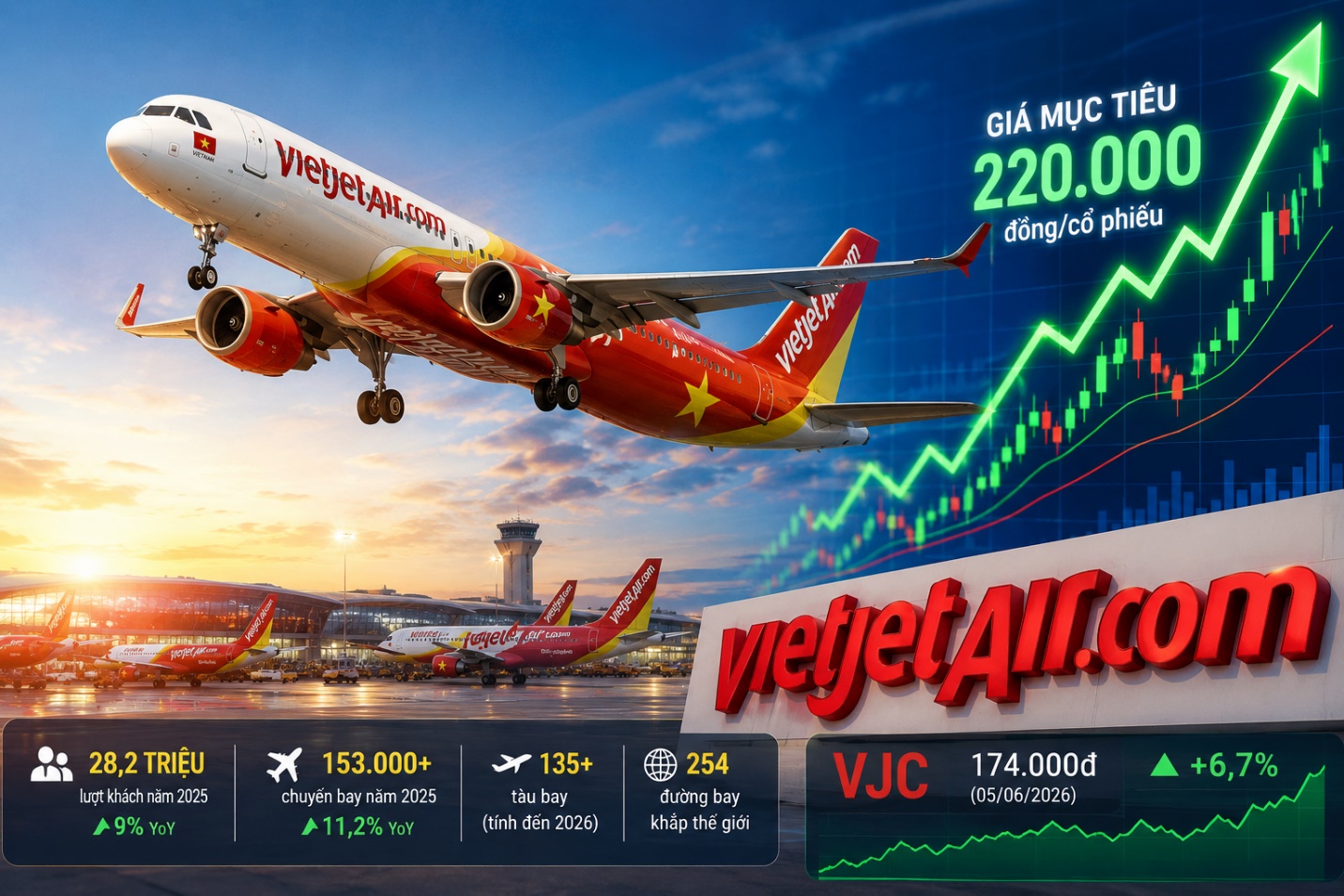 Sau nhịp điều chỉnh hơn 20%, VJC được kỳ vọng quay lại đỉnh lịch sử