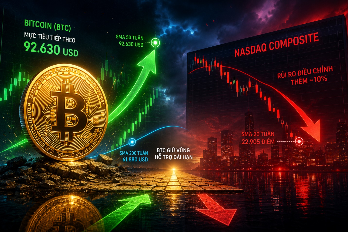 Nasdaq có thể giảm thêm 10%, điều gì đang chờ Bitcoin phía trước?