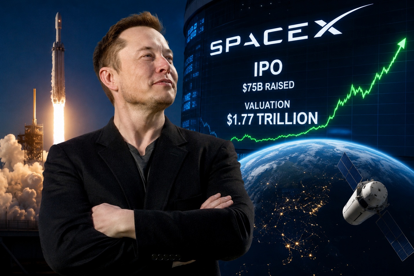 Tài sản Elon Musk vượt 1.100 tỷ USD sau cú IPO lịch sử của SpaceX