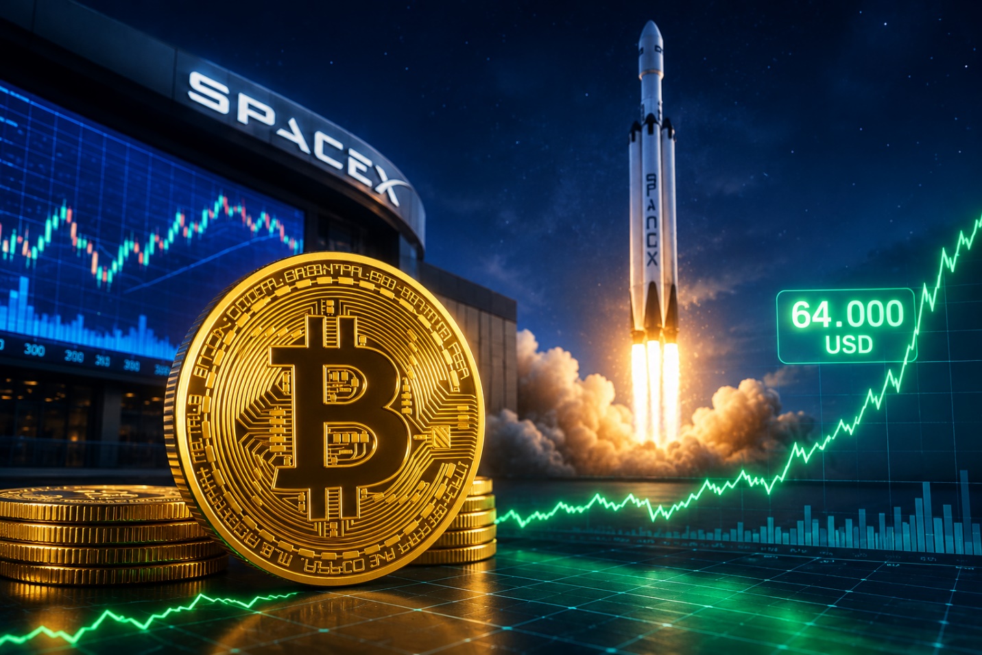 Bitcoin chạm 64.000 USD nhờ hiệu ứng SpaceX, nhưng cảnh báo mới xuất hiện