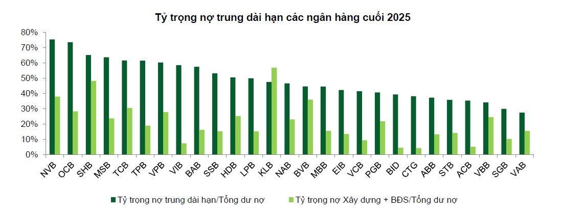 Tỷ trọng nợ trung và dài hạn các ngân hàng cuối 2025.png