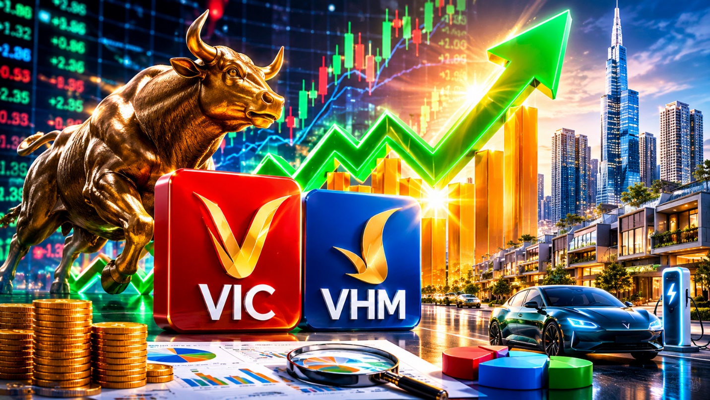 VN-Index tăng hơn 90 điểm nhưng VIC và VHM đóng góp tới 177 điểm