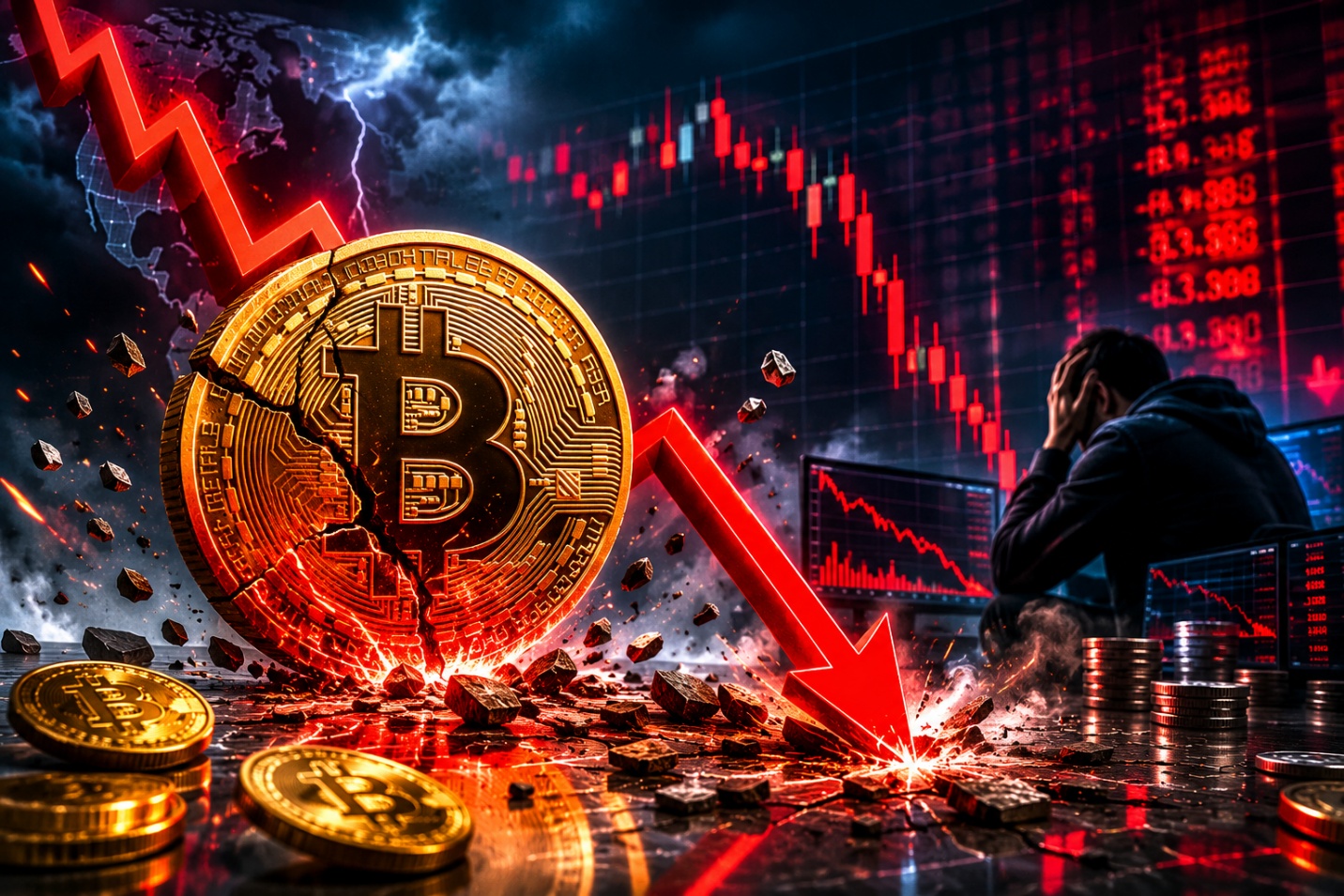 Bitcoin rơi xuống 58.000 USD, hơn 1 tỷ USD vị thế đòn bẩy bị xóa sổ