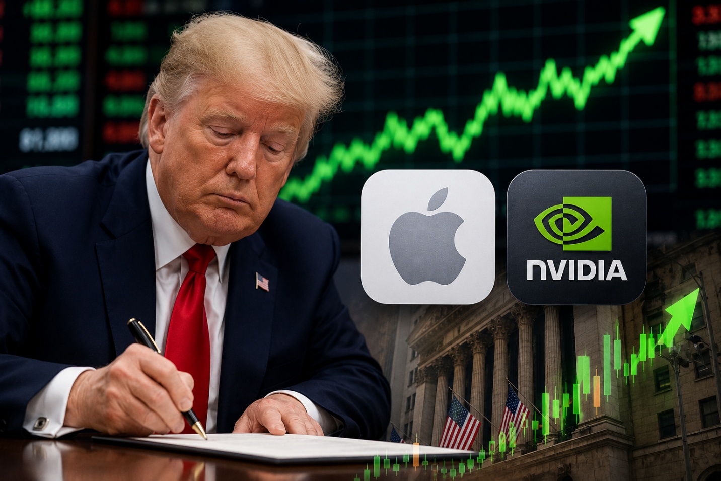 Ông Trump mua mạnh Apple, Nvidia ngay trước quyết định khiến chứng khoán Mỹ bùng nổ