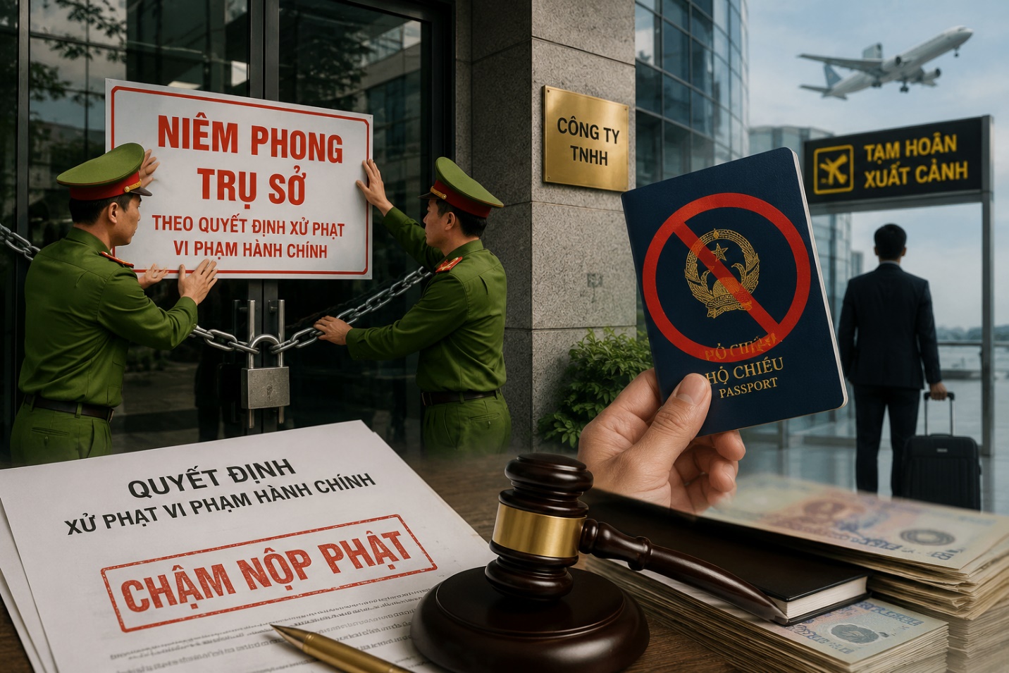 Cố tình né phạt hành chính, doanh nghiệp có thể bị niêm phong trụ sở và hoãn xuất cảnh