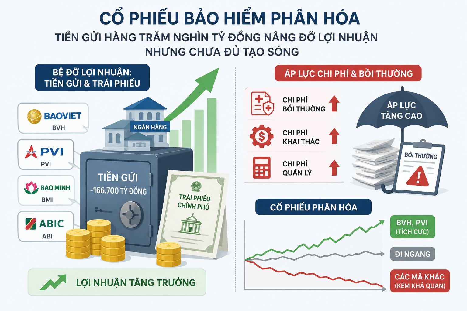 Tiền gửi trở thành "mỏ vàng" của doanh nghiệp bảo hiểm, vì sao cổ phiếu vẫn lặng sóng?