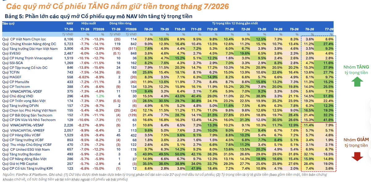 Điều gì khiến 25/36 quỹ chủ động tiếp tục “ôm” tiền mặt?