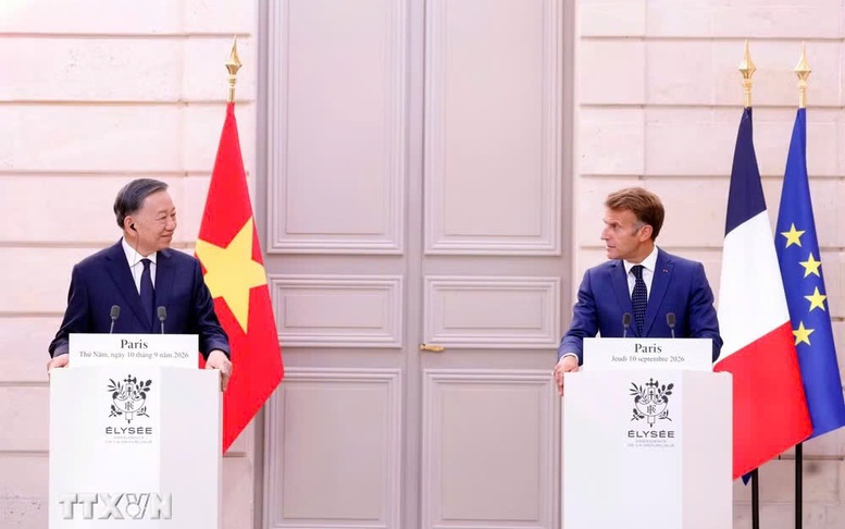 Tổng Bí thư, Chủ tịch nước Tô Lâm và Tổng thống Pháp Emmanuel Macron gặp gỡ báo chí
