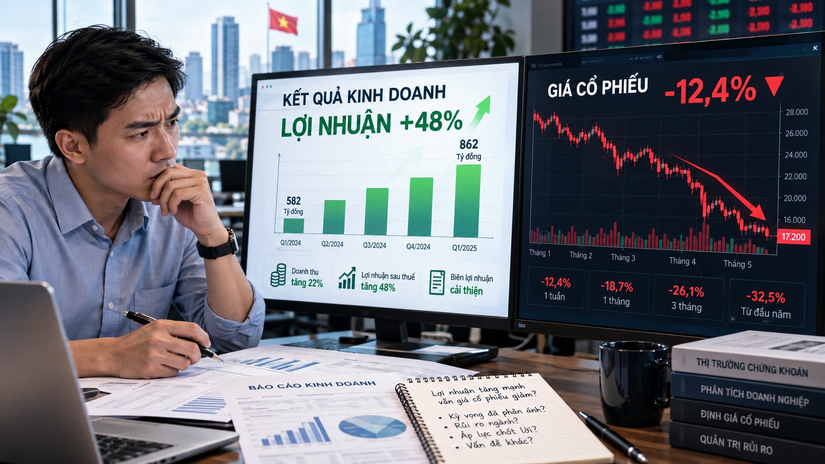 Vì sao doanh nghiệp báo lãi lớn nhưng giá cổ phiếu vẫn lao dốc?