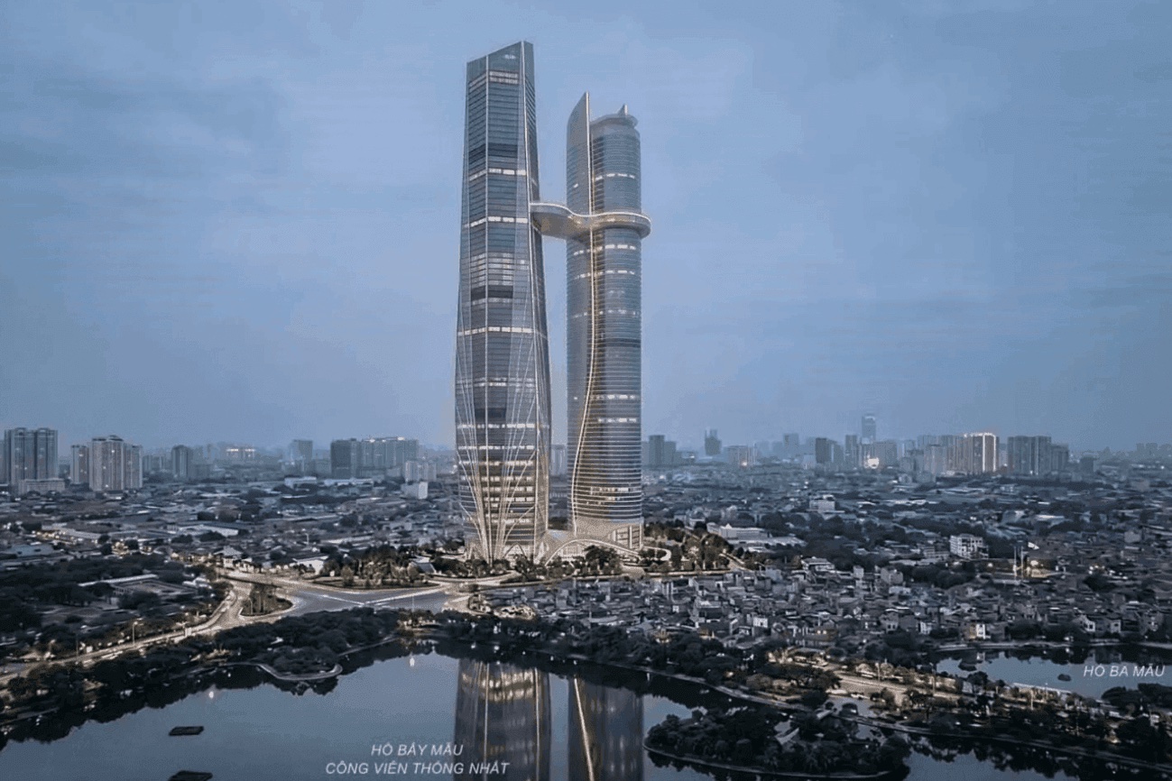 Máy xúc vào khu 'đất vàng' Kim Liên, tháp đôi 568m của Vingroup và Thaiholdings chờ Hà Nội xem xét
