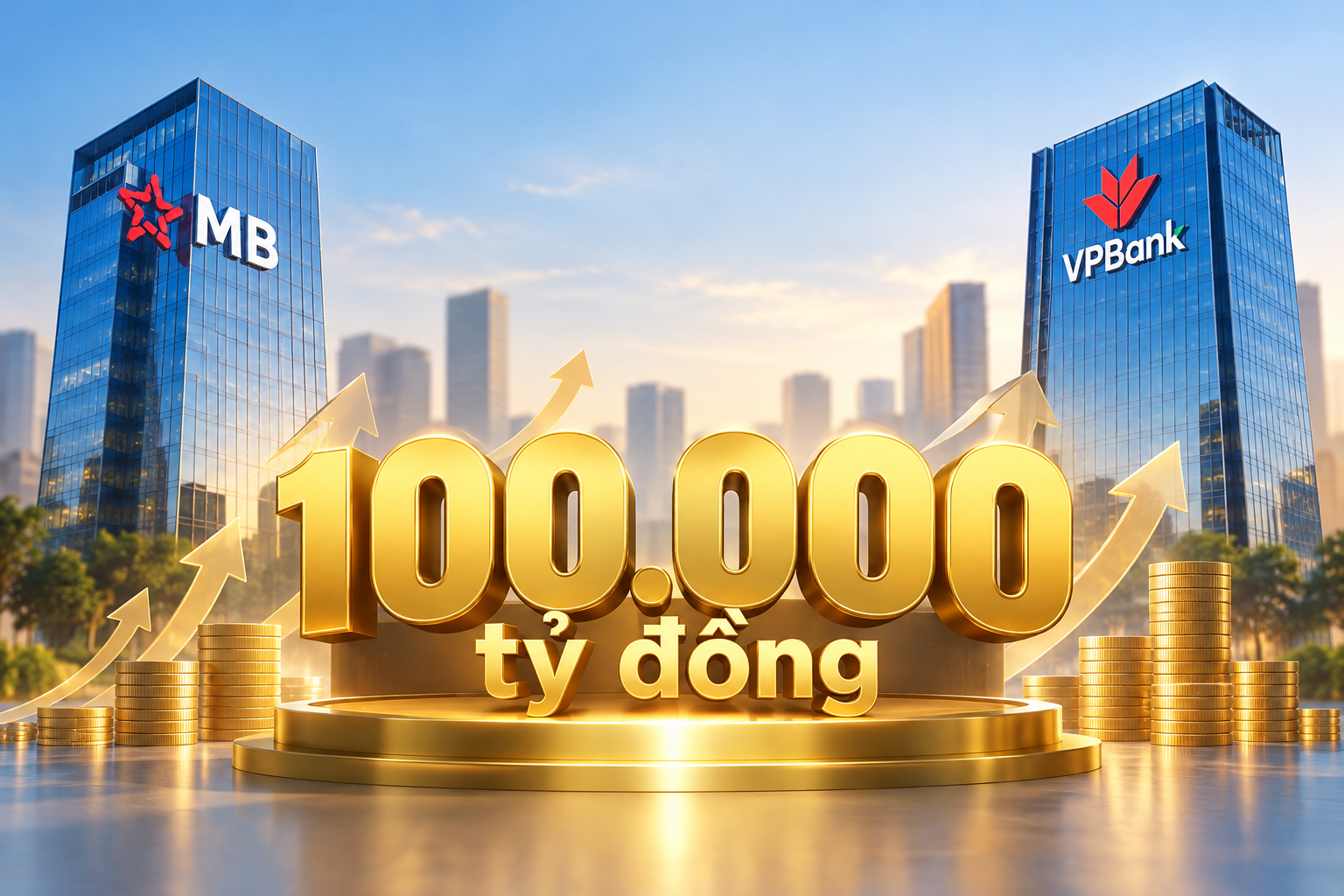 Hai ngân hàng đầu tiên có vốn điều lệ 100.000 tỷ đồng